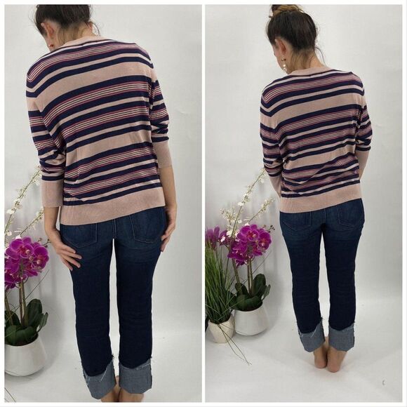 Halogen Cardigan NWT Striped Blue/Coral/Pink XS - Picture 6 of 9